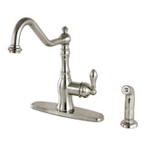 American Classic Single-Handle 2-or-4 Hole Deck Mount Kitchen Faucet with Side Sprayer, Brushed Nickel
