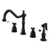 Bel-Air Double-Handle Widespread Kitchen Faucet with Brass Sprayer, Matte Black