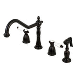 Bel-Air Double-Handle Widespread Kitchen Faucet with Brass Sprayer, Oil Rubbed Bronze