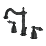 Heritage Two-Handle 3-Hole Deck Mount Widespread Bathroom Faucet with Brass Pop-Up (KB1970AL), Matte Black