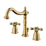 Heritage Two-Handle 3-Hole Deck Mount Widespread Bathroom Faucet with Brass Pop-Up (KB1970AL), Polished Brass