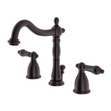 Heritage Two-Handle 3-Hole Deck Mount Widespread Bathroom Faucet with Pop-Up Drain, Oil Rubbed Bronze