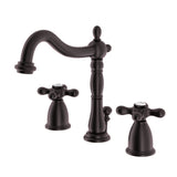 Heritage Two-Handle 3-Hole Deck Mount Widespread Bathroom Faucet with Pop-Up Drain, Oil Rubbed Bronze