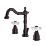 Heritage Two-Handle 3-Hole Deck Mount Widespread Bathroom Faucet with Pop-Up Drain, Oil Rubbed Bronze