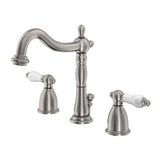 Heritage Two-Handle 3-Hole Deck Mount Widespread Bathroom Faucet with Pop-Up Drain, Brushed Nickel