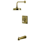 Demure Single-Handle Pressure Balanced Tub and Shower Faucet, Antique Brass