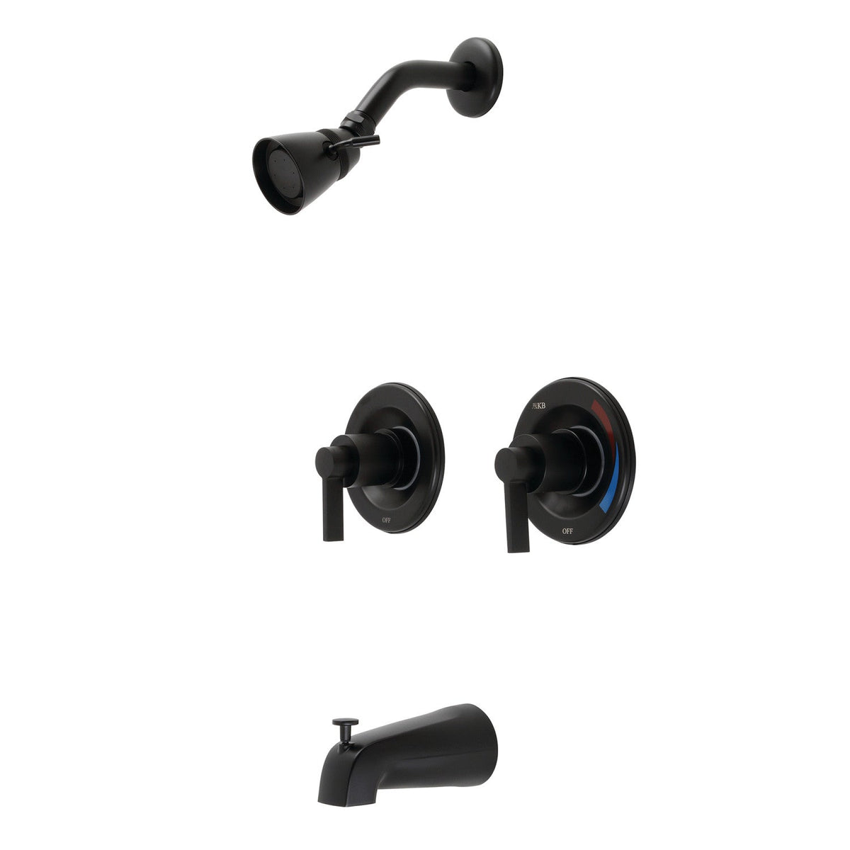NuvoFusion Double-Handle Pressure Balanced Tub and Shower Faucet, Matte Black