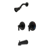 NuvoFusion Double-Handle Pressure Balanced Tub and Shower Faucet, Matte Black