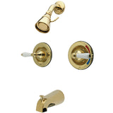 Vintage Double-Handle Pressure Balanced Tub and Shower Faucet, Polished Brass