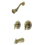 NuvoFusion Double-Handle Pressure Balanced Tub and Shower Faucet, Antique Brass