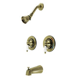 Vintage Double-Handle Pressure Balanced Tub and Shower Faucet, Antique Brass