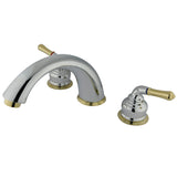 Magellan Two-Handle 3-Hole Deck Mount Roman Tub Faucet, Polished Chrome/Polished Brass