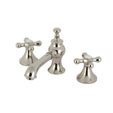 Vintage Two-Handle 3-Hole Deck Mount Widespread Bathroom Faucet with Brass Pop-Up (KC7), Polished Nickel