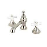 Vintage Two-Handle 3-Hole Deck Mount Widespread Bathroom Faucet with Brass Pop-Up (KC7), Polished Nickel