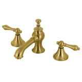 Vintage Two-Handle 3-Hole Deck Mount Widespread Bathroom Faucet with Brass Pop-Up (KC7), Brushed Brass