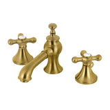 Vintage Two-Handle 3-Hole Deck Mount Widespread Bathroom Faucet with Brass Pop-Up (KC7), Brushed Brass