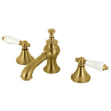 Vintage Two-Handle 3-Hole Deck Mount Widespread Bathroom Faucet with Brass Pop-Up (KC7), Brushed Brass