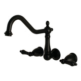 Heritage Two-Handle 3-Hole Wall Mount Tub Faucet, Matte Black