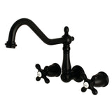 Heritage Two-Handle 3-Hole Wall Mount Tub Faucet, Matte Black