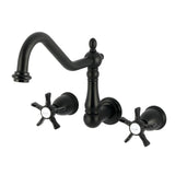 Hamilton Two-Handle 3-Hole Wall Mount Tub Faucet, Matte Black