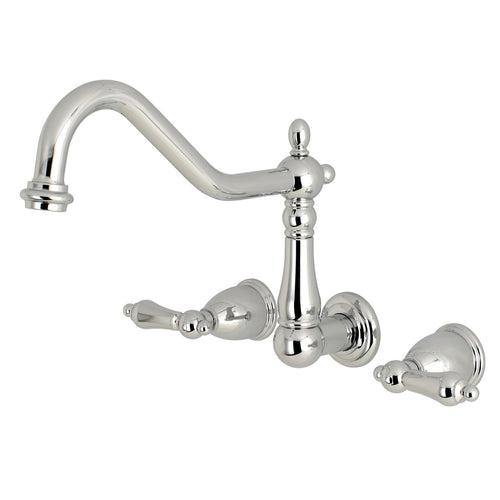 Heritage Two-Handle 3-Hole Wall Mount Tub Faucet, Polished Chrome