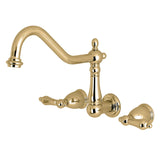 Heritage Two-Handle 3-Hole Wall Mount Tub Faucet, Polished Brass