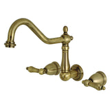 Heritage Two-Handle 3-Hole Wall Mount Tub Faucet, Antique Brass