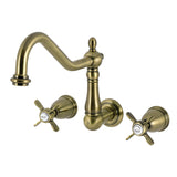 Essex Two-Handle 3-Hole Wall Mount Tub Faucet, Antique Brass