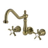 Hamilton Two-Handle 3-Hole Wall Mount Tub Faucet, Antique Brass