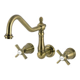 Millennium Two-Handle 3-Hole Wall Mount Tub Faucet, Antique Brass