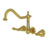 Heritage Two-Handle 3-Hole Wall Mount Tub Faucet, Brushed Brass