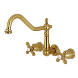 Heritage Two-Handle 3-Hole Wall Mount Tub Faucet, Brushed Brass