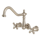 Heritage Two-Handle 3-Hole Wall Mount Tub Faucet, Brushed Nickel