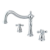 Heritage Two-Handle 3-Hole Deck Mount Roman Tub Faucet, Polished Chrome