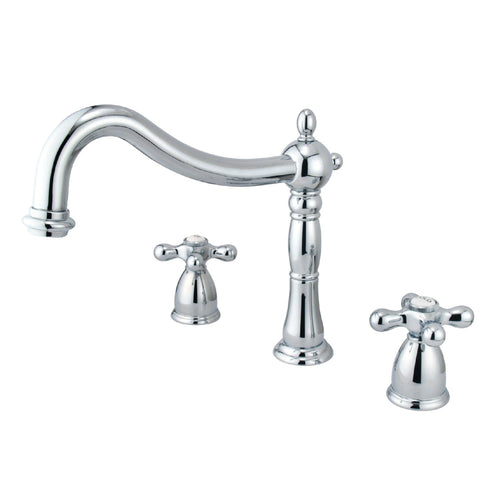 Heritage Two-Handle 3-Hole Deck Mount Roman Tub Faucet, Polished Chrome