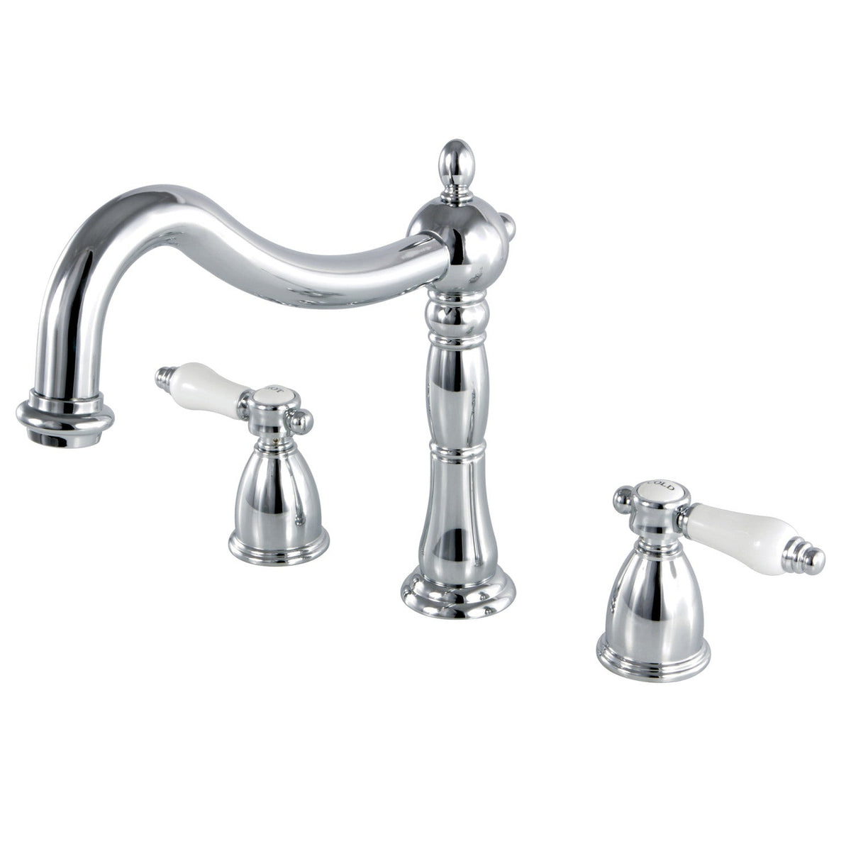 Bel-Air Two-Handle 3-Hole Deck Mount Roman Tub Faucet, Polished Chrome