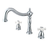 Heritage Two-Handle 3-Hole Deck Mount Roman Tub Faucet, Polished Chrome