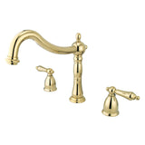 Heritage Two-Handle 3-Hole Deck Mount Roman Tub Faucet, Polished Brass