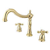 Heritage Two-Handle 3-Hole Deck Mount Roman Tub Faucet, Polished Brass