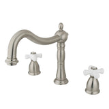 Heritage Two-Handle 3-Hole Deck Mount Roman Tub Faucet, Brushed Nickel