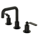 Whitaker Two-Handle 3-Hole Deck Mount Widespread Bathroom Faucet with Push Pop-Up Drain, Matte Black