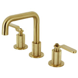 Whitaker Two-Handle 3-Hole Deck Mount Widespread Bathroom Faucet with Push Pop-Up Drain, Brushed Brass
