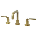 Whitaker Two-Handle 3-Hole Deck Mount Widespread Bathroom Faucet with Push Pop-Up Drain, Brushed Brass