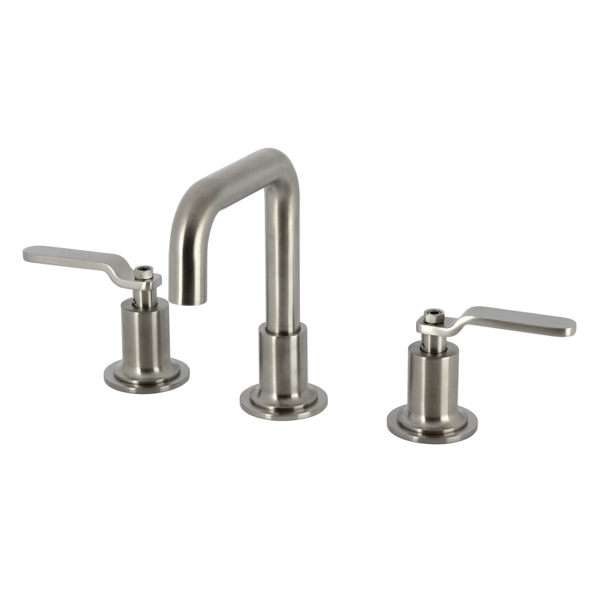 Whitaker Two-Handle 3-Hole Deck Mount Widespread Bathroom Faucet with Push Pop-Up Drain, Brushed Nickel