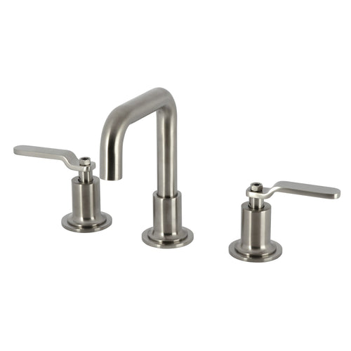 Whitaker Two-Handle 3-Hole Deck Mount Widespread Bathroom Faucet with Push Pop-Up Drain, Brushed Nickel