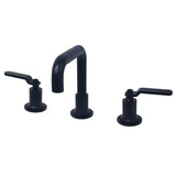 Whitaker Two-Handle 3-Hole Deck Mount Widespread Bathroom Faucet with Push Pop-Up Drain, Matte Black