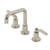 Whitaker Two-Handle 3-Hole Deck Mount Widespread Bathroom Faucet with Push Pop-Up Drain, Polished Nickel