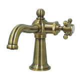 Nautical One-Handle 1-Hole Bathroom Faucet with Push Pop-Up Drain, Antique Brass