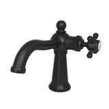 Nautical One-Handle 1-Hole Bathroom Faucet with Push Pop-Up Drain, Matte Black