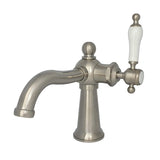 Nautical One-Handle 1-Hole Bathroom Faucet with Push Pop-Up Drain, Brushed Nickel